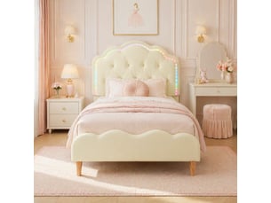 Lit simple 90x200 cm MAISENTIEL coloris beige