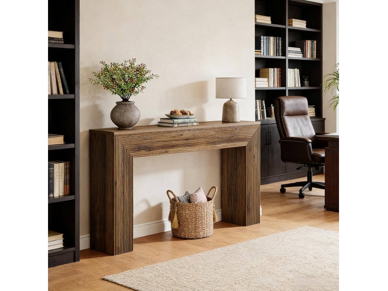  Table console 160x30x85 cm rustique mdf marron  - Conforama C