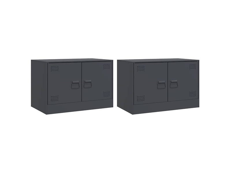  Lot de 2 meuble tv bas salon anthracite 67x39x44 cm acier shl26010  - Conforama A