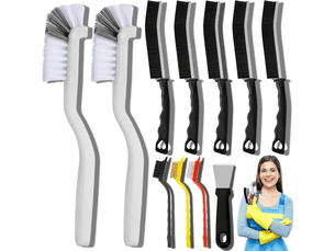 Ensemble de brosses de nettoyage pour recoins, adapté aux cuisines, salles de bains, coins, joints de carrelage, éviers, etc., 11 pièces.