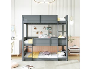 Lit superposé 90x200 cm <strong></strong> <strong></strong> coloris gris