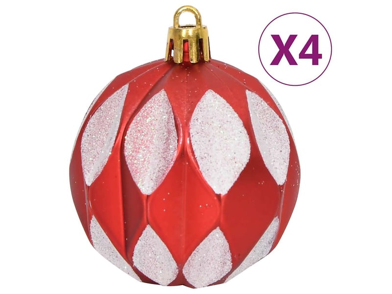  Ensemble de boules de noël 64 pcs rouge et blanc  - Conforama E