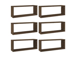 Lot de 6 étagères murales cube, étagères suspendues chêne marron bois d'ingénierie cf43249