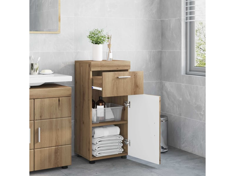  Ensemble d'armoire de salle de bain tulum chêne artisanal cf62976  - Conforama D