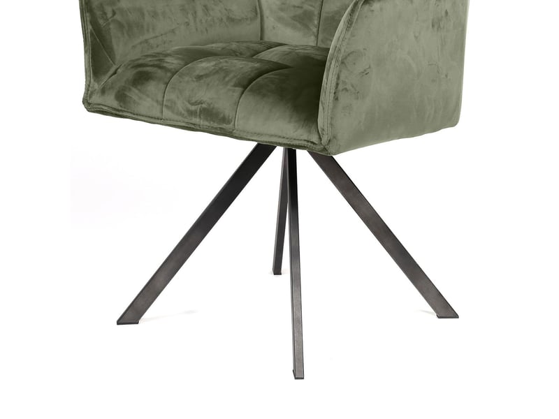  Lot de 2 fauteuils repas pivotants en velours vert foncé  - Conforama D