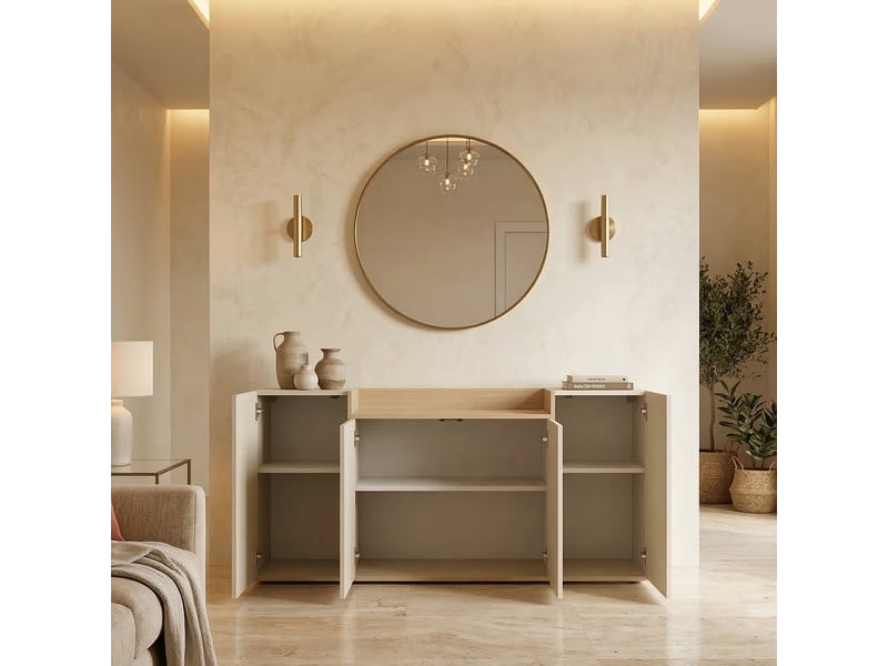  Buffet swink, 6 étagères, 160x35x70h cm blanc cachemire Swink - Conforama E