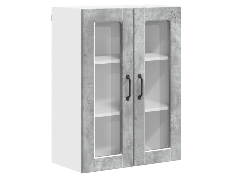  Meuble mural de cuisine, cabinet en verre mural gris béton 60x31x80cm shl4824  - Conforama A