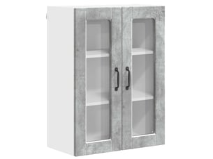 Meuble mural de cuisine, cabinet en verre mural gris béton 60x31x80cm shl4824