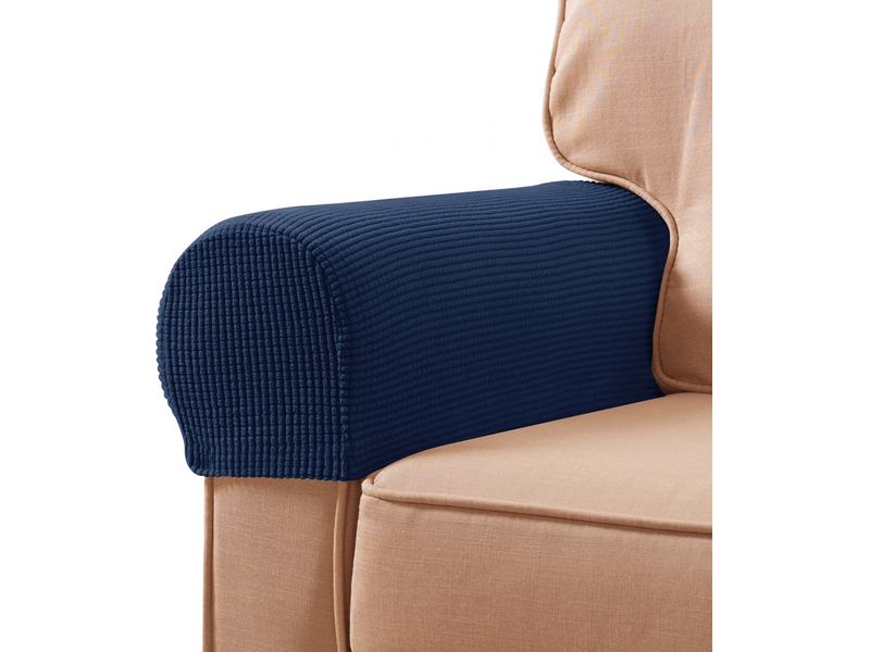  Lot de 2 housses d'accoudoirs extensibles pour canapés et fauteuils inclinables, avec 10 broches fixes, bleu marine  - Conforama A