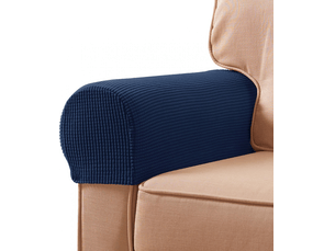 Lot de 2 housses d'accoudoirs extensibles pour canapés et fauteuils inclinables, avec 10 broches fixes, bleu marine
