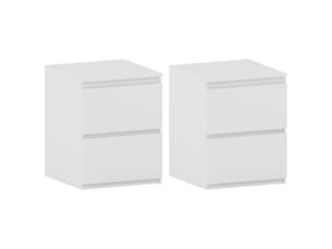 Table de chevet denver, commode de nuit, chambre, grand, set de 2, 2 tiroirs, blanc