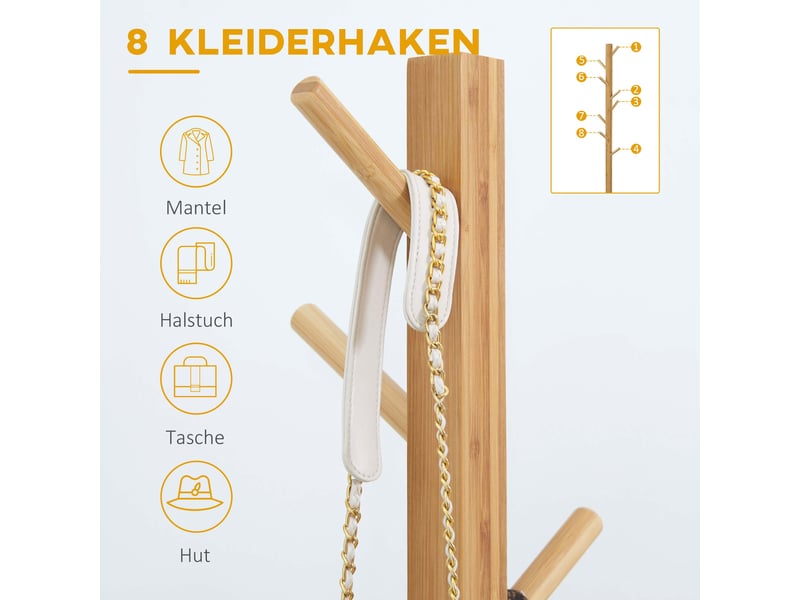  Porte-vêtements en bambou - 8 cintres - 49.5x49.5x178 cm - pour entréechambre  - Conforama D
