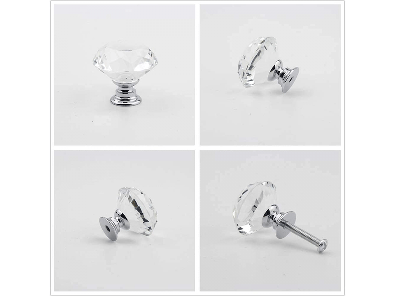  Boutons pour portes de 30 mm, 10 pièces, design diamant, idéaux pour tiroirs, armoires, placards, meubles, décoration unique  - Conforama B