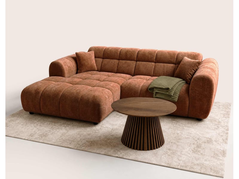  Mini ray - canapé d'angle gauche 4 places en tissu texturé - best mobilier - terracotta MINI RAY - Conforama D