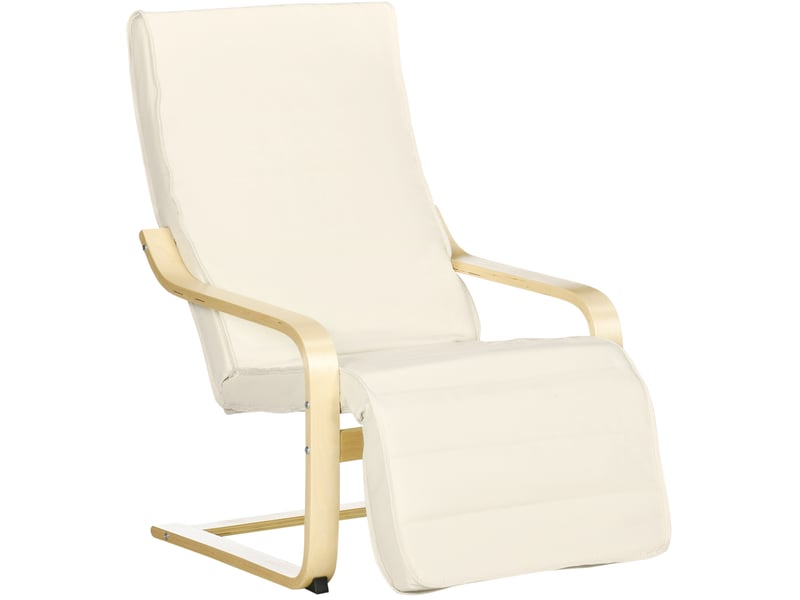 Fauteuil relax à piètement traîneau 66,5 x 94 x 100 cm – blanc crème – repose-pieds réglable 5 positions - Conforama A