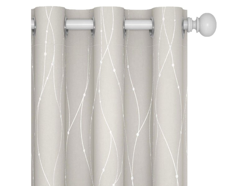  Rideaux occultants deux pièces, rideaux isolants thermiques, résistants au froid, 137*168cm, avec imprimé œillets et pois argentés, beige clair  - Conforama B