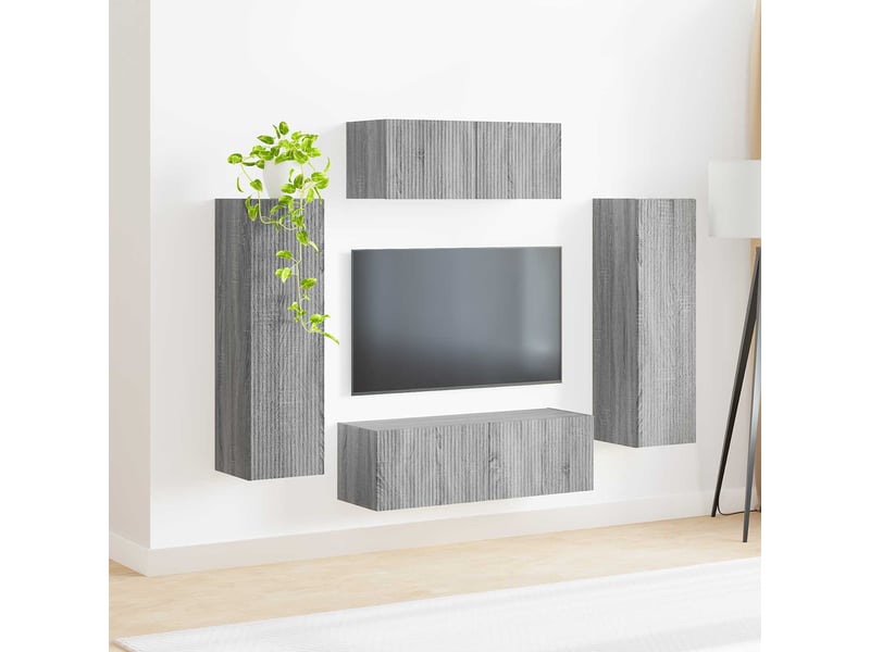  Ensemble meuble tv - banc tv - meuble de rangement 3 pcs gris sonoma bois d'ingénierie  - Conforama D