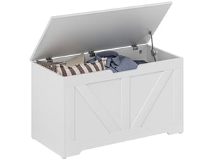 Coffre de rangement pour chambre, 100 l, avec couvercle de sécurité, 80 x 40 x 45 cm, blanc