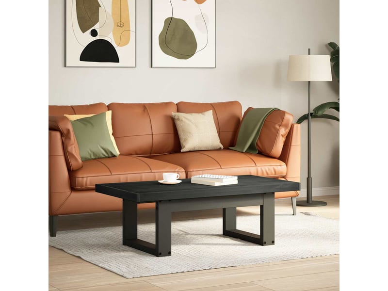  Table basse - table de salon - table à thé noain noir 119 x 60 x 40 cm bois de pin massif  - Conforama B