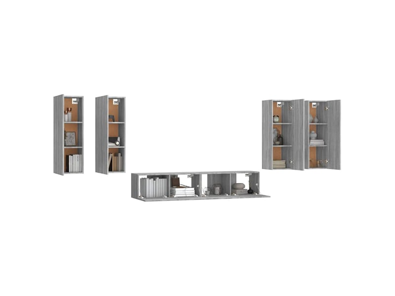  Ensemble de meubles tv 6 pcs sonoma gris bois d'ingénierie shl64018  - Conforama C