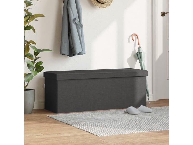  Banc chambre, banc de rangement pliable gris foncé faux lin  - Conforama C
