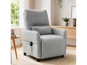 Fauteuil massant chauffant inclinable avec coussin tissu gris clair
