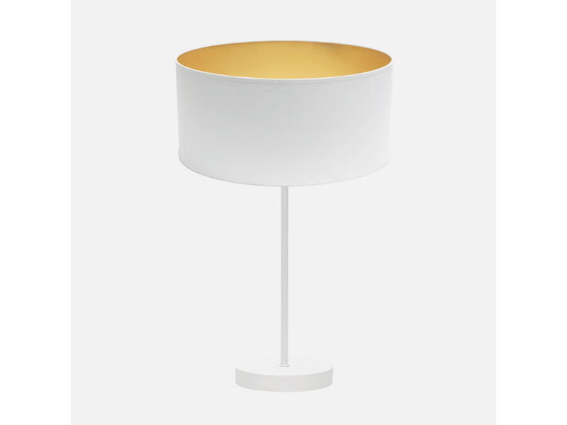  Fabrilamp anuska grande lampe à poser blanc doré, abat-jour textile intérieur doré, 1 x e27, 62 cm 188671101 - Conforama E