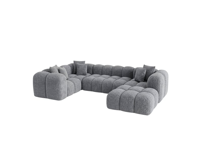 Canapé nuage en u convertible en bouclette gris - alba - morphea - Conforama A