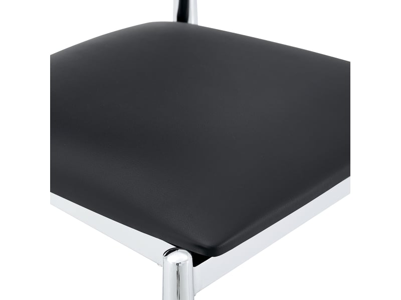  Lot de 2 chaises de salle à manger noires avec dossier semi-circulaire, revêtement en polyuréthane et pieds en métal  - Conforama E