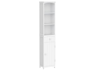 Colonne de salle de bain étroite 1 tiroir 3 étagères ouvertes moderne 34x24x170 cm blanc mdf