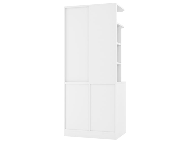  Armoire 70x50x170 cm blanche avec 2 portes, 3 tiroirs et penderie  - Conforama E
