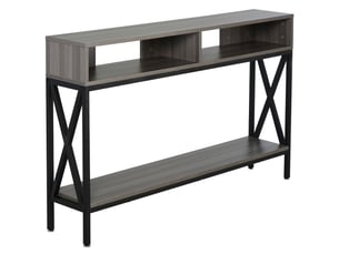 Table console table d'entrée industriel multi-rangements 120 x 23,5 x 75 cm gris bois