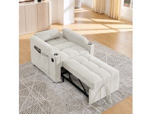 Fauteuil convertible  <strong>MIVRAY </strong> Tissu beige