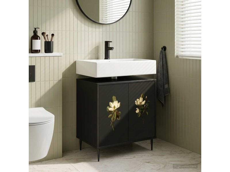  Armoire de salle de bain, meuble de rangement bremen chêne noir 60x40x61 cm  - Conforama B