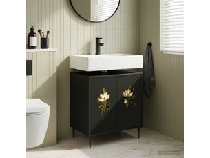 Armoire de salle de bain, meuble de rangement bremen chêne noir 60x40x61 cm