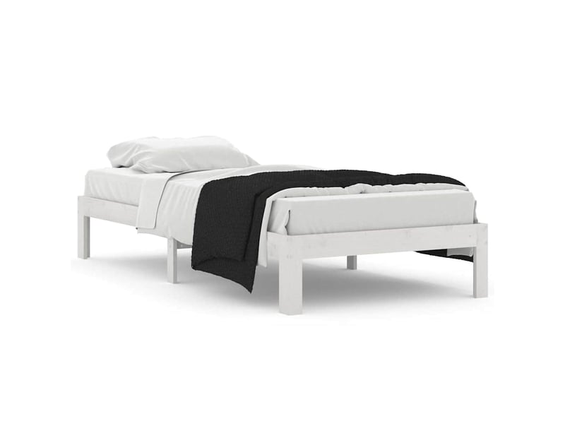  Lit simple- lit adulte -  cadre de lit sans matelas blanc bois de pin massif 90x200 cm  - Conforama A