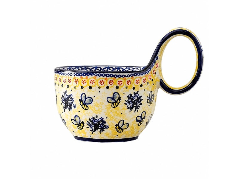 Mug et cuillère en céramique, anse galbée, petite abeille, 450 ml - Conforama A