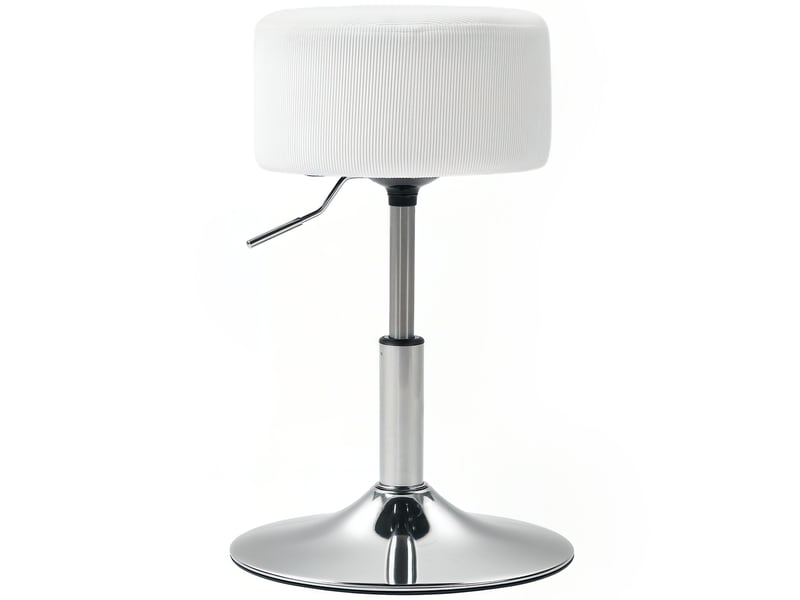  Tabouret de cuisine réglable en hauteur 52-66 cm, revêtu de velours, pivotant à 360°, blanc  - Conforama B