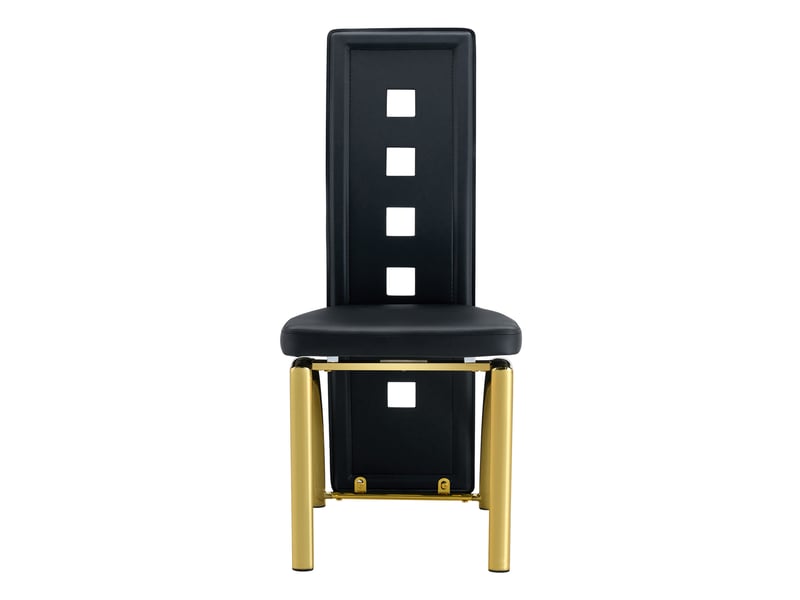  Lot de 6 chaises de salle à manger en pu noir, pieds métal doré, hauteur 102,5 cm  - Conforama A