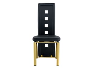 Lot de 6 chaises de salle à manger en pu noir, pieds métal doré, hauteur 102,5 cm