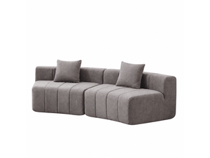 Canapé modulaire incurvé en chenille avec 2 coussins, module de canapé demi-rond symétrique pour salon, chambre ou bureau - gris