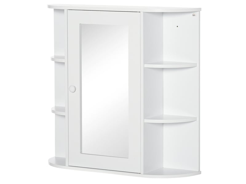 Armoire miroir murale de salle de bain 66x17x63 cm – blanche – 8 espaces de rangement avec étagères - Conforama A
