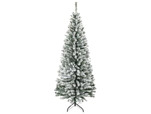 Sapin de noël vert enneigé en polypropylène (pp), avec 492 branches ignifugées et base en acier inoxydable, ø60 x 180 cm