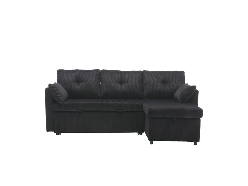 Canapé d'angle convertible 3 places avec rangement 206x108x66 cm noir - Conforama R