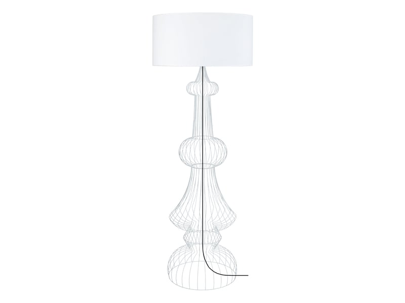  Lampadaire tissu cylindre pagoda blanc d60 cm 51247 - Conforama E