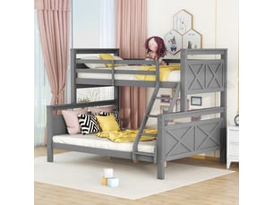 Lit superposé 140x200 cm <strong>MERAX</strong> <strong>lit enfant gris</strong> coloris gris