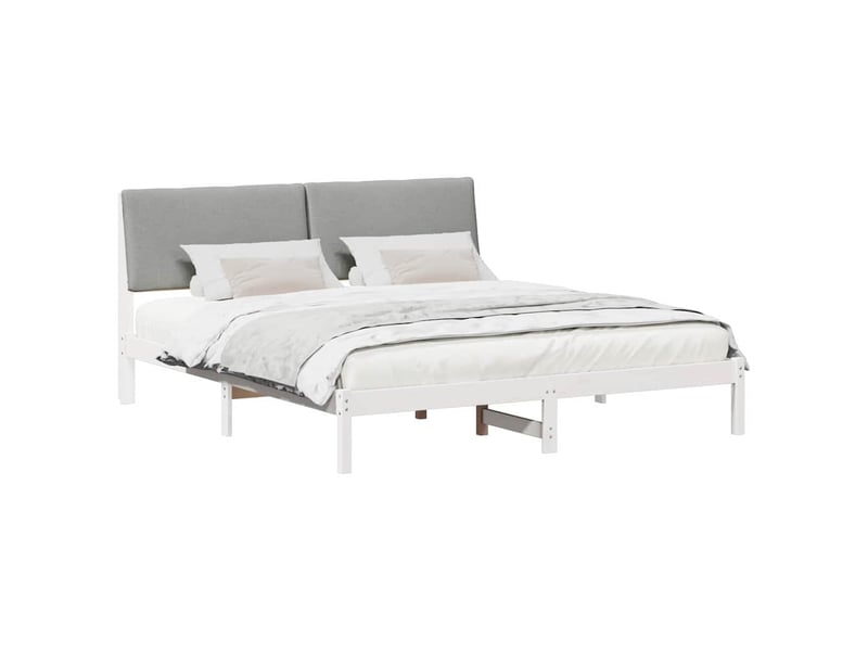 Lit double- lit adulte - cadre de lit avec tête de lit blanc et gris clair 200 x 200 cm - Conforama B