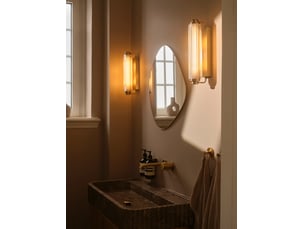 Applique murale intérieur, salle de bain abat-jour décoratif strié, nimal en plastique et métal doré, ip44, nordlux
