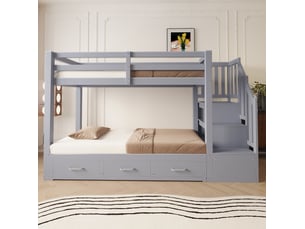 Lit superposé 90x200 cm REDOM coloris gris