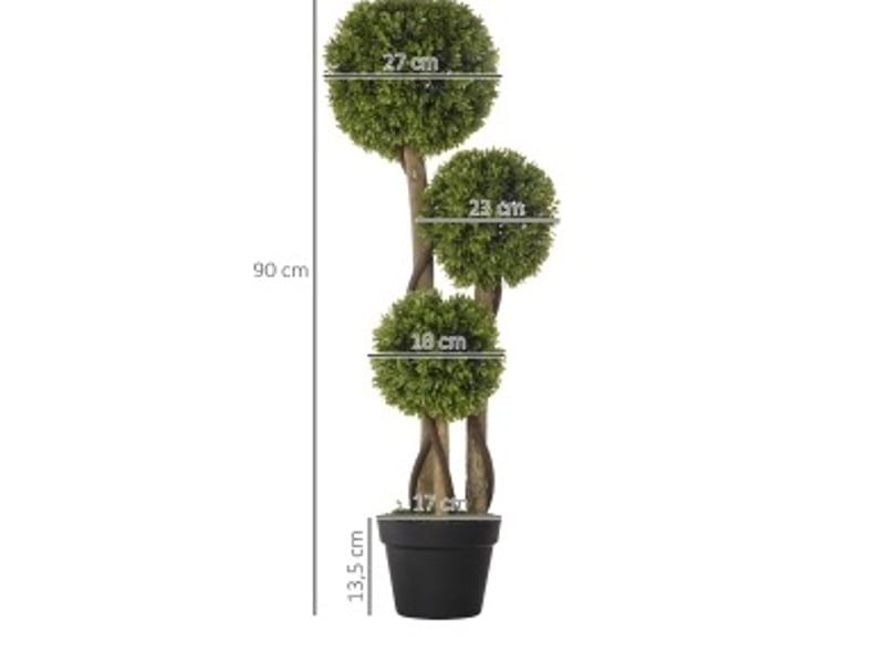  Plante artificielle buis 90 cm – vert clair – protection uv, pot lesté inclus, pour intérieur et extérieur  - Conforama C